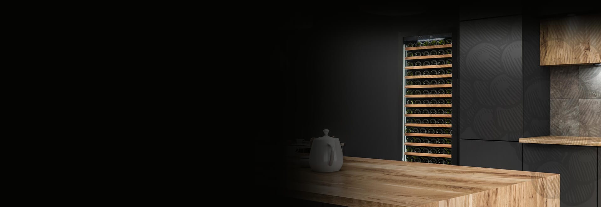 Complement your wine collection with a wine cooler, cabinet, racking or wine wall