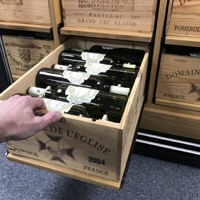 open full wine drawer