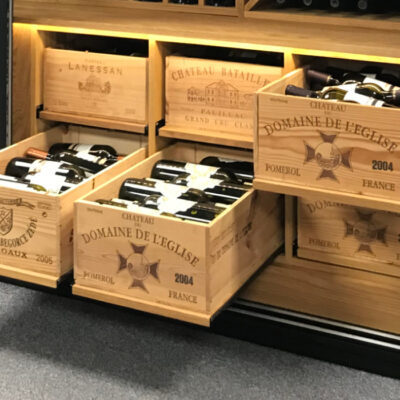 wine cases on smooth sliding drawers