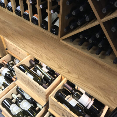 open wine cases on smooth sliding drawers