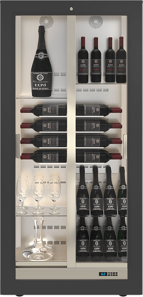 Teca B wine cabinet, wine fidge, wine cooler - custom bottle arrangement